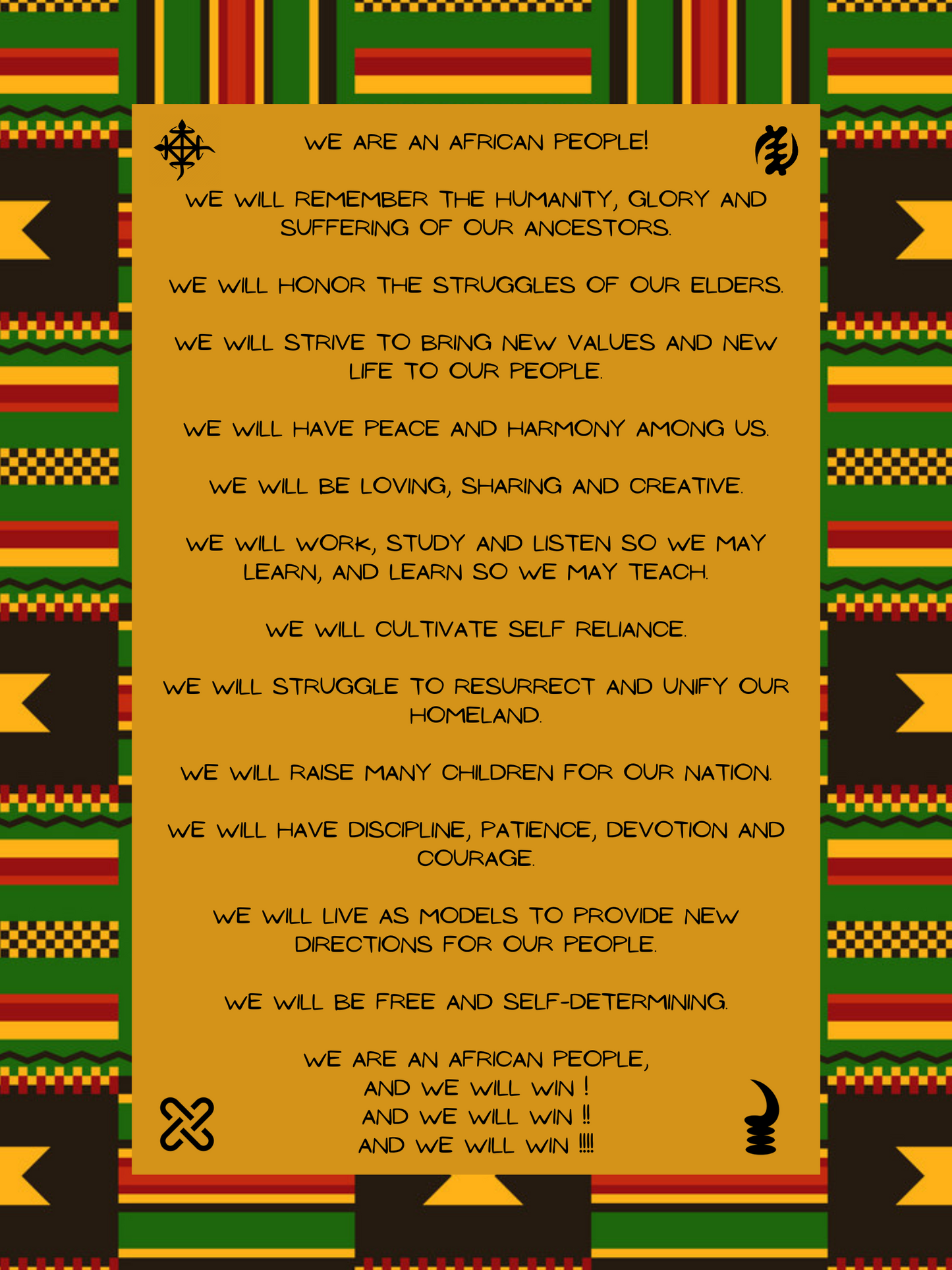 Afrikan People's Pledge (Framed)