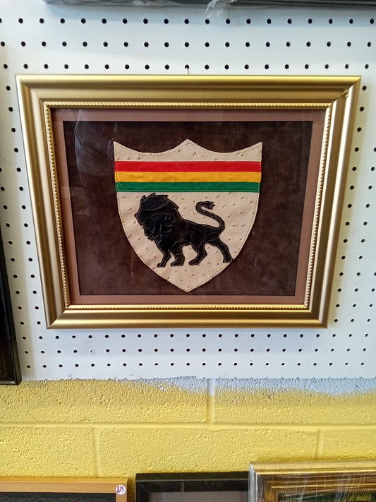 Framed Leather Shield w/ Lion