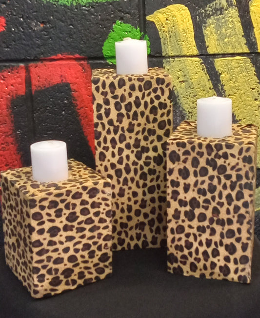 Leopard Print Tea Light Candle Holders (set of 3)
