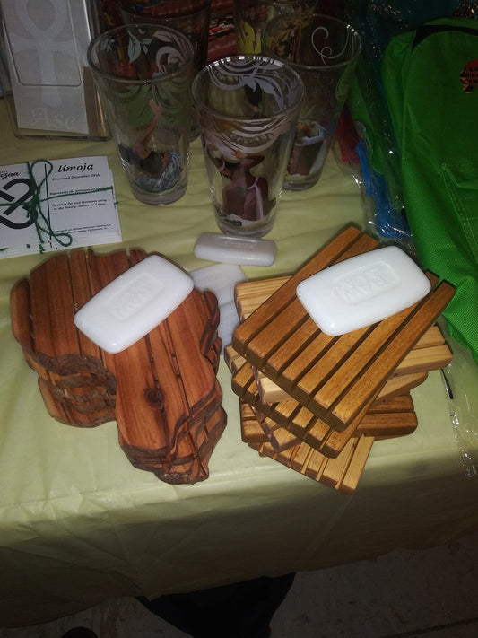 Wooden Soap Dish/ Coaster in shape of Africa or Block.
